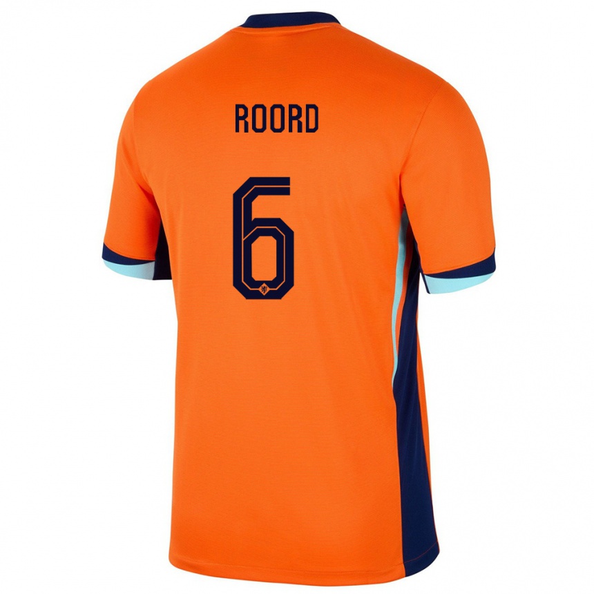 Men Football Netherlands Jill Roord #6 Orange Home Jersey 24-26 T-Shirt Nz