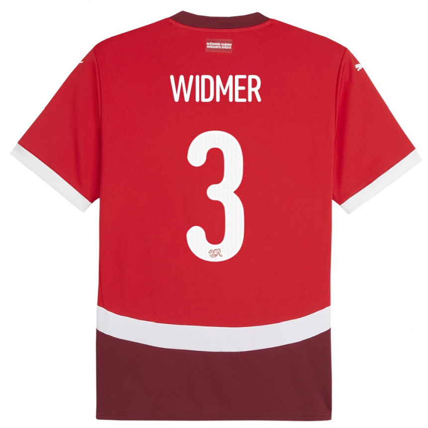 Men Football Switzerland Silvan Widmer #3 Red Home Jersey 24-26 T-Shirt Nz