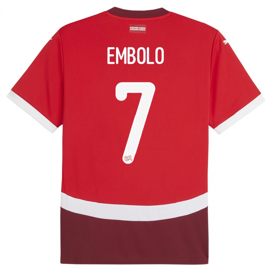 Men Football Switzerland Breel Embolo #7 Red Home Jersey 24-26 T-Shirt Nz