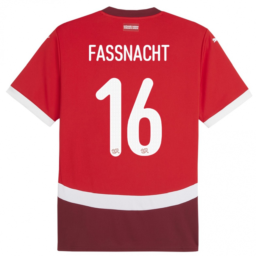 Men Football Switzerland Christian Fassnacht #16 Red Home Jersey 24-26 T-Shirt Nz