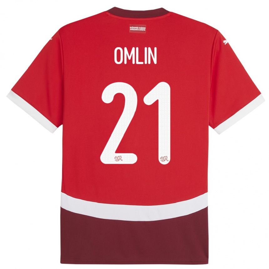 Men Football Switzerland Jonas Omlin #21 Red Home Jersey 24-26 T-Shirt Nz