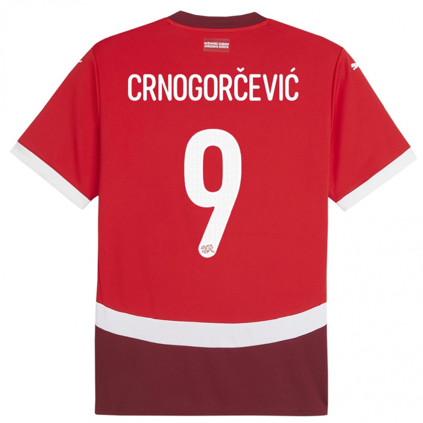 Men Football Switzerland Ana Maria Crnogorcevic #9 Red Home Jersey 24-26 T-Shirt Nz