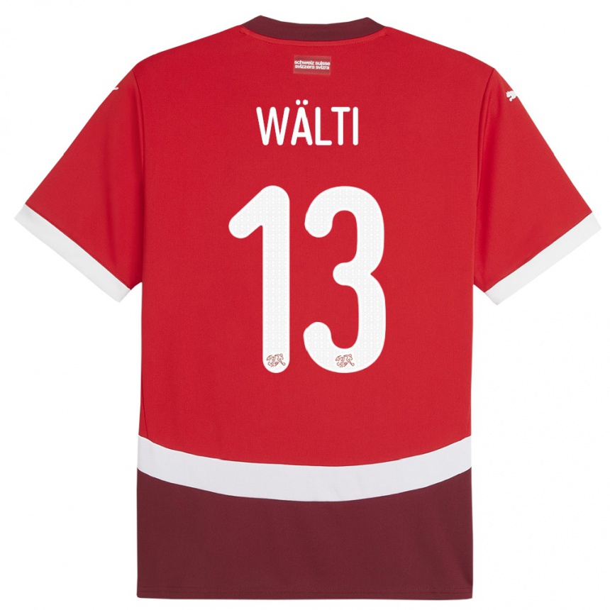 Men Football Switzerland Lia Walti #13 Red Home Jersey 24-26 T-Shirt Nz