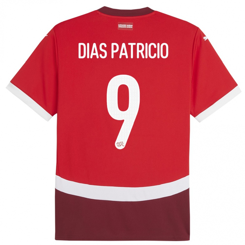 Men Football Switzerland Alexandre Dias Patricio #9 Red Home Jersey 24-26 T-Shirt Nz