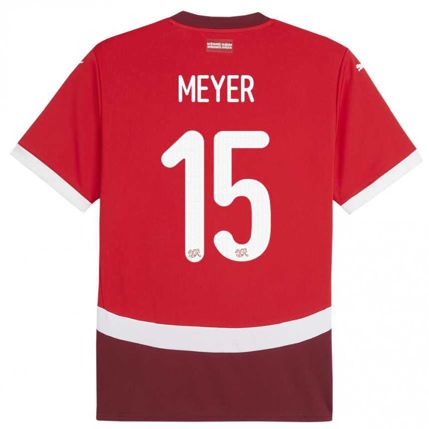 Men Football Switzerland Leny Meyer #15 Red Home Jersey 24-26 T-Shirt Nz