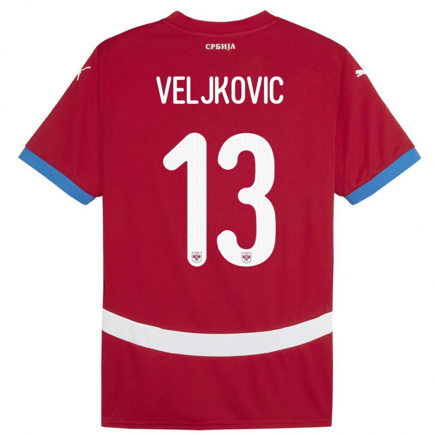 Men Football Serbia Milos Veljkovic #13 Red Home Jersey 24-26 T-Shirt Nz