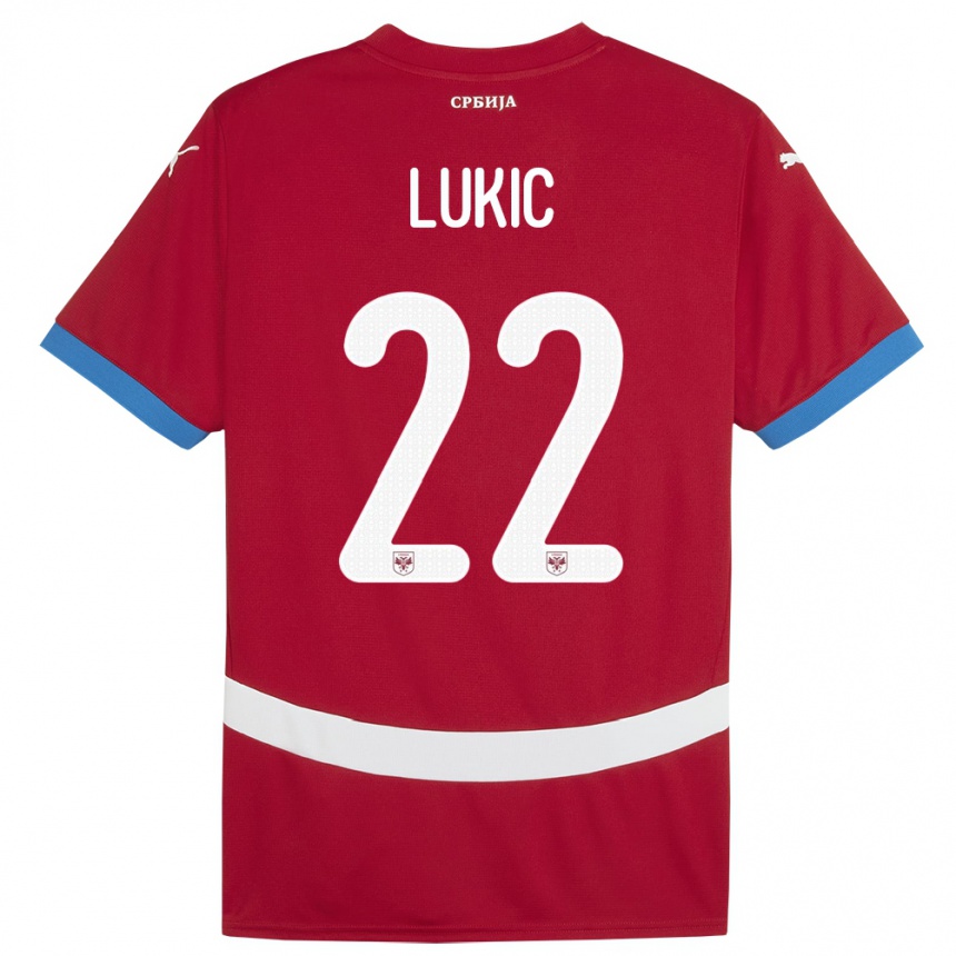 Men Football Serbia Sasa Lukic #22 Red Home Jersey 24-26 T-Shirt Nz