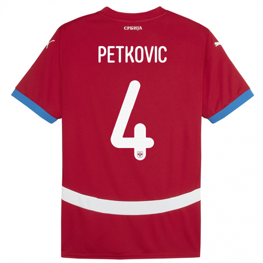 Men Football Serbia Nikola Petkovic #4 Red Home Jersey 24-26 T-Shirt Nz