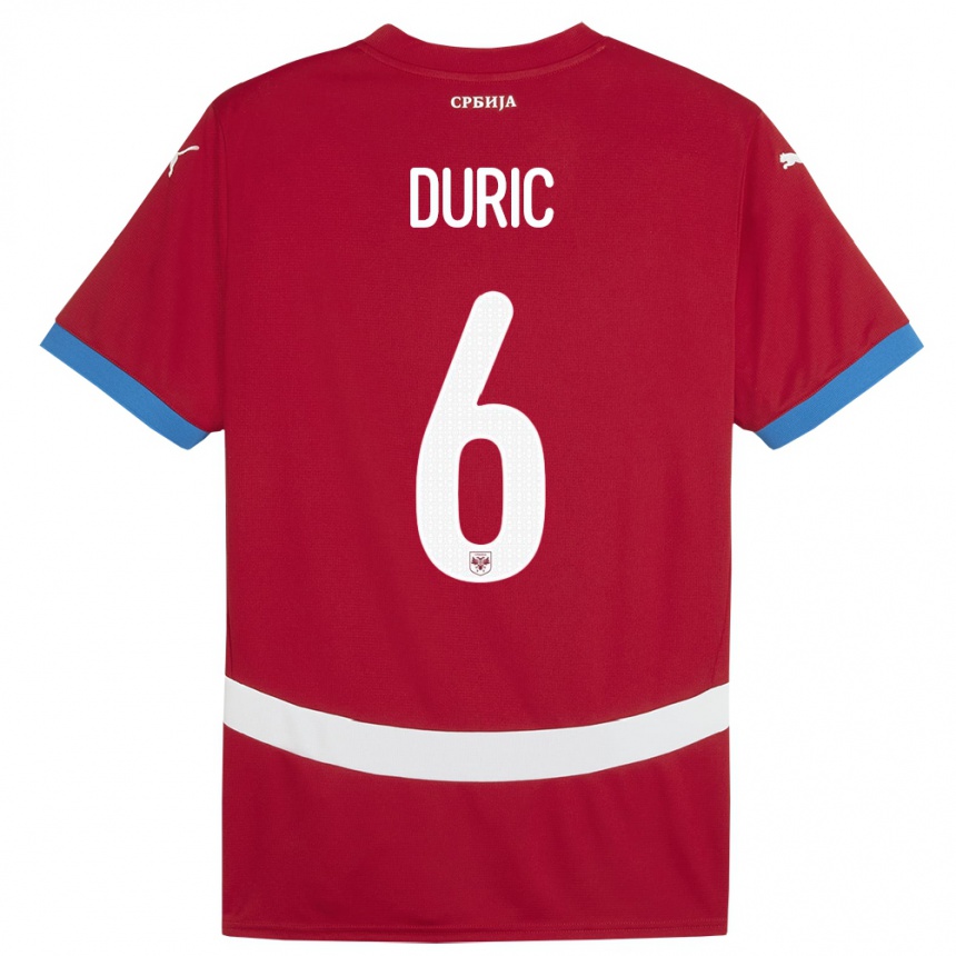 Men Football Serbia Andrej Duric #6 Red Home Jersey 24-26 T-Shirt Nz