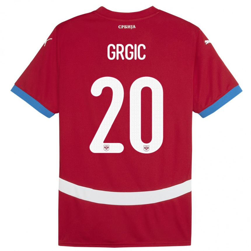 Men Football Serbia Dario Grgic #20 Red Home Jersey 24-26 T-Shirt Nz