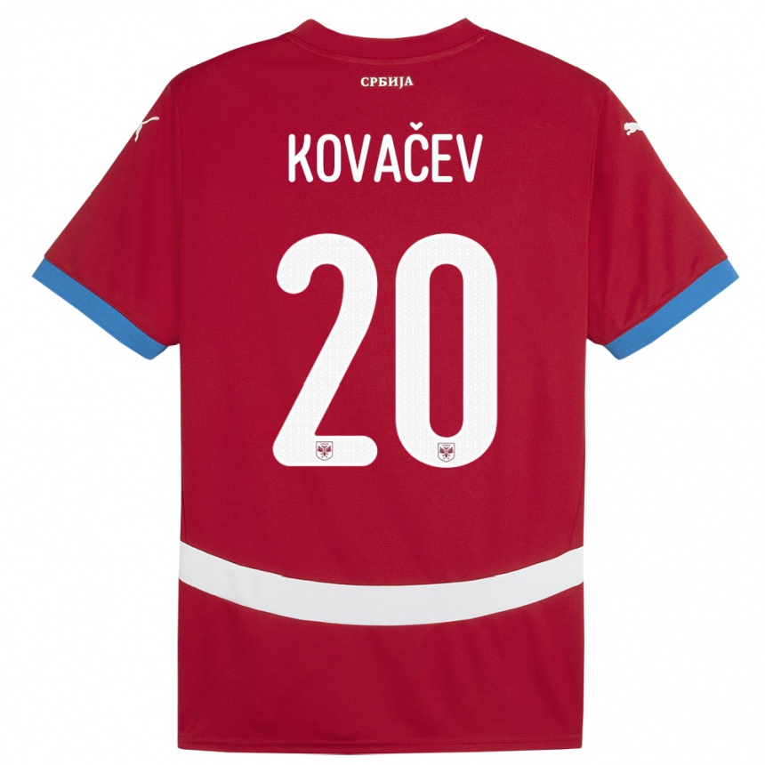 Men Football Serbia Milan Kovacev #20 Red Home Jersey 24-26 T-Shirt Nz