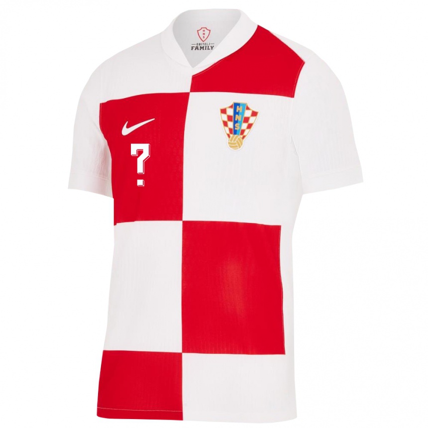 Men Football Croatia Your Name #0 White Red Home Jersey 24-26 T-Shirt Nz