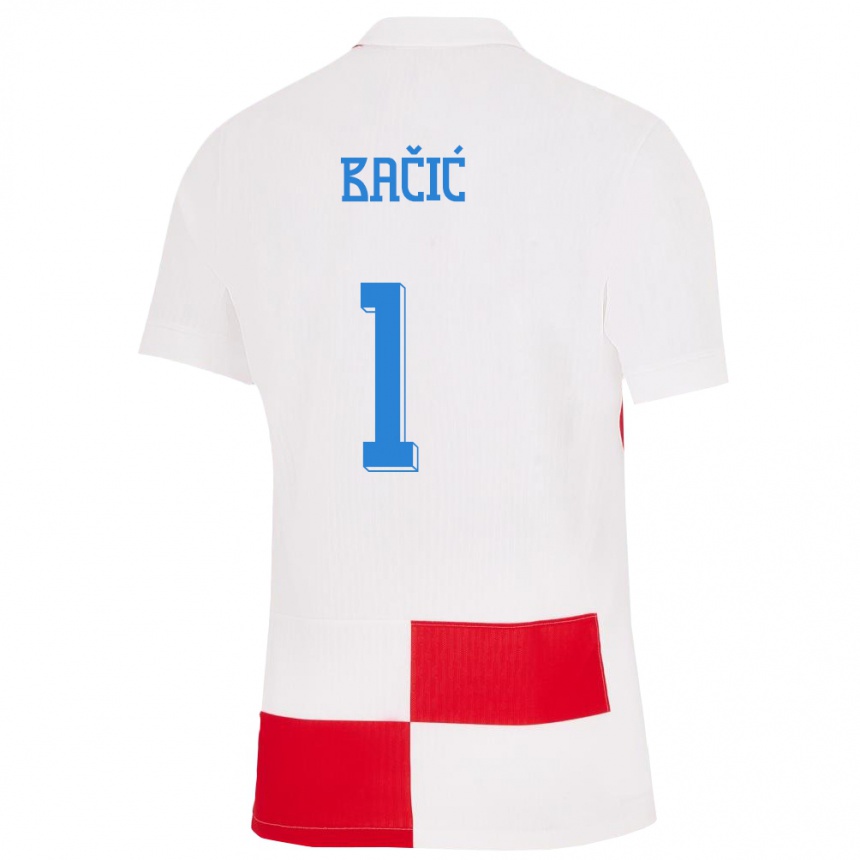 Men Football Croatia Doris Bacic #1 White Red Home Jersey 24-26 T-Shirt Nz