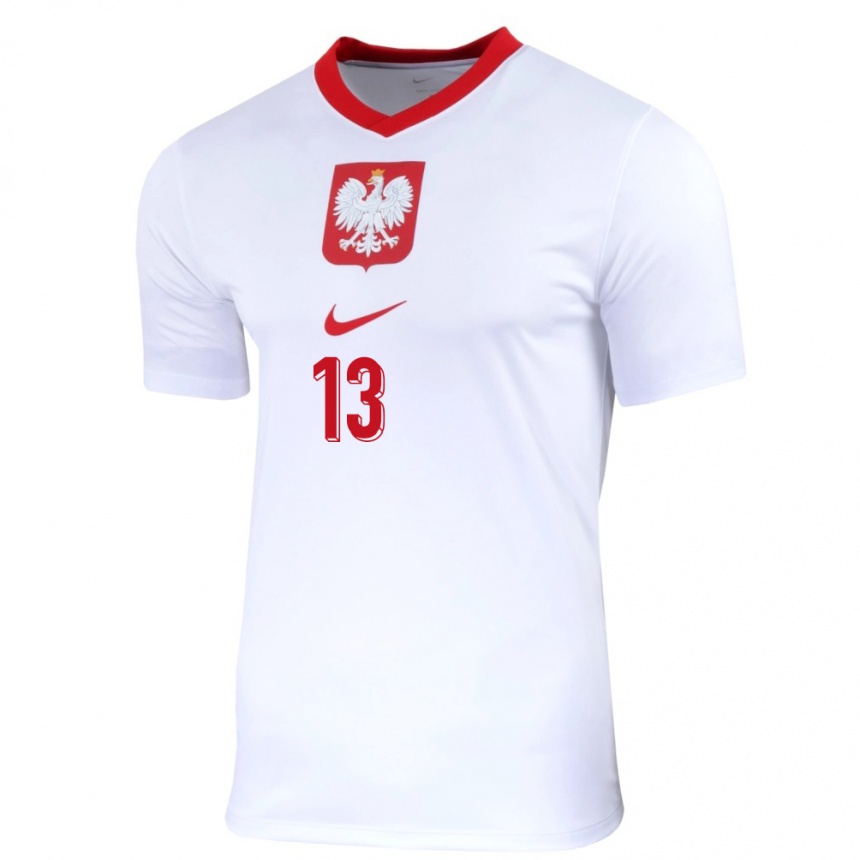 Men Football Poland Szymon Zurkowski #13 White Home Jersey 24-26 T-Shirt Nz