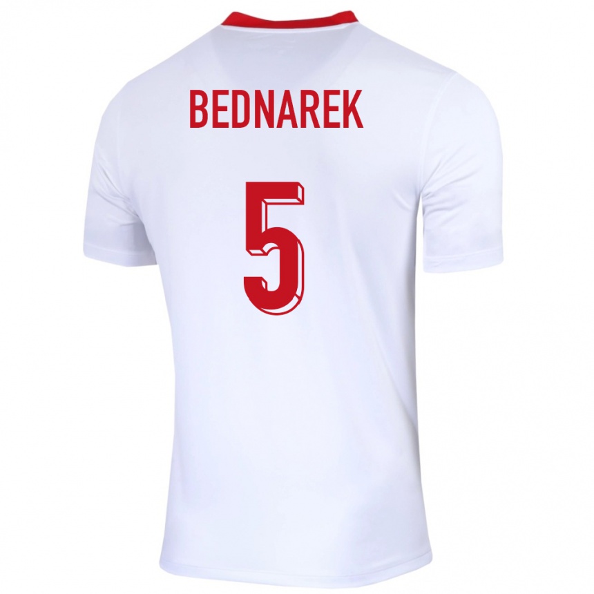 Men Football Poland Jan Bednarek #5 White Home Jersey 24-26 T-Shirt Nz