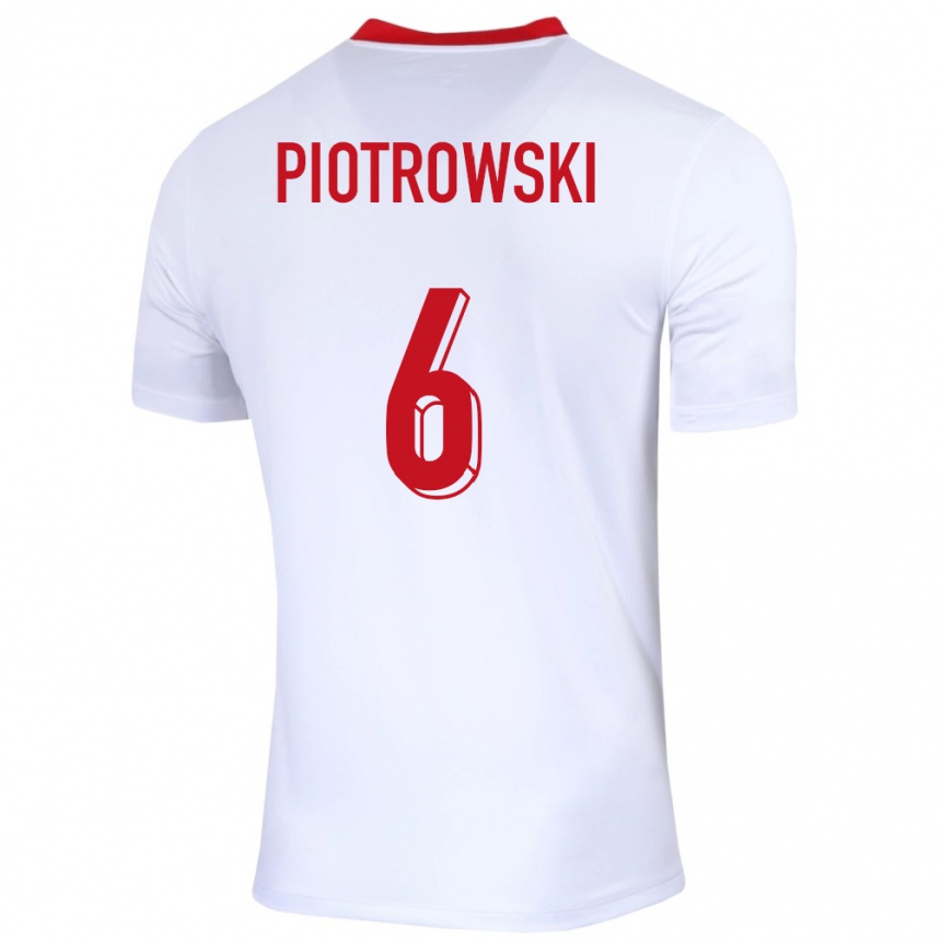 Men Football Poland Jakub Piotrowski #6 White Home Jersey 24-26 T-Shirt Nz