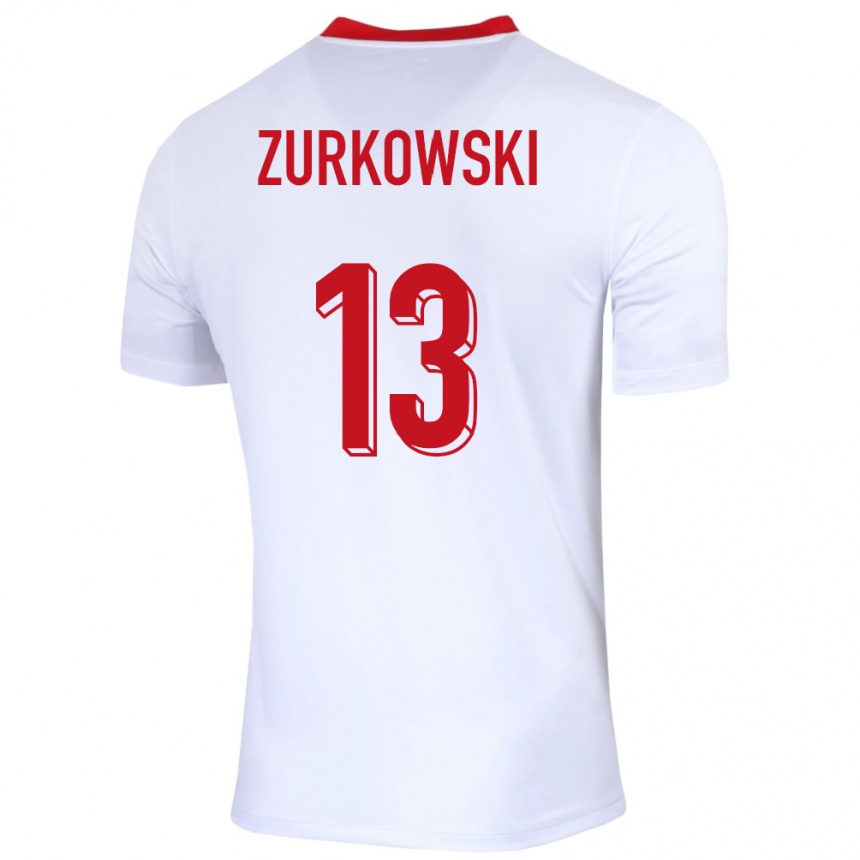 Men Football Poland Szymon Zurkowski #13 White Home Jersey 24-26 T-Shirt Nz