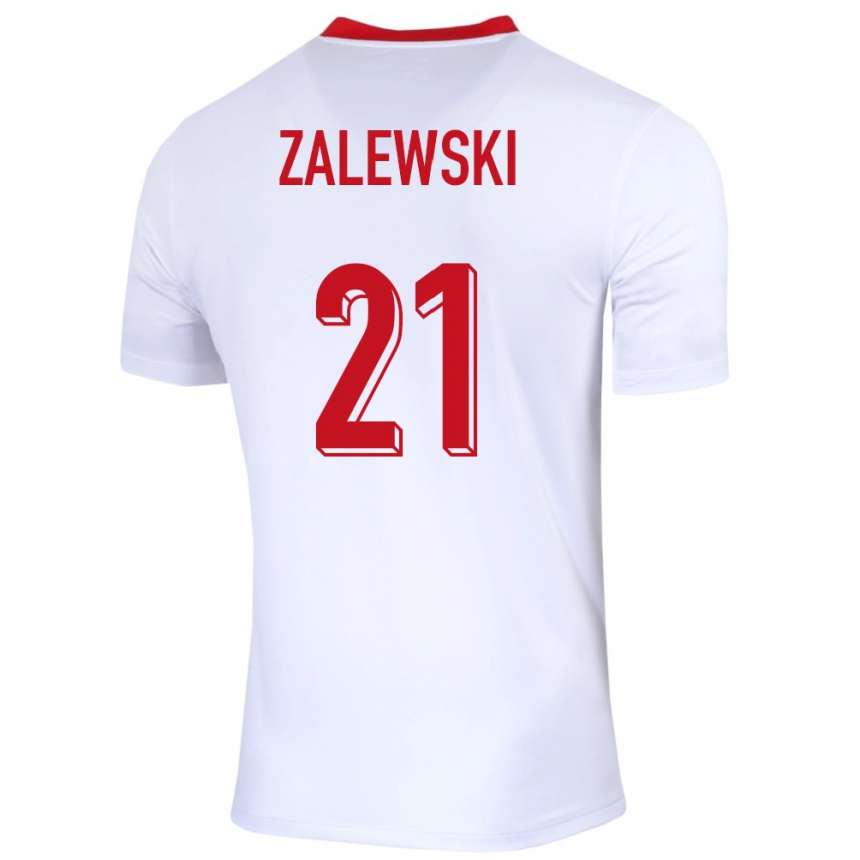 Men Football Poland Nicola Zalewski #21 White Home Jersey 24-26 T-Shirt Nz