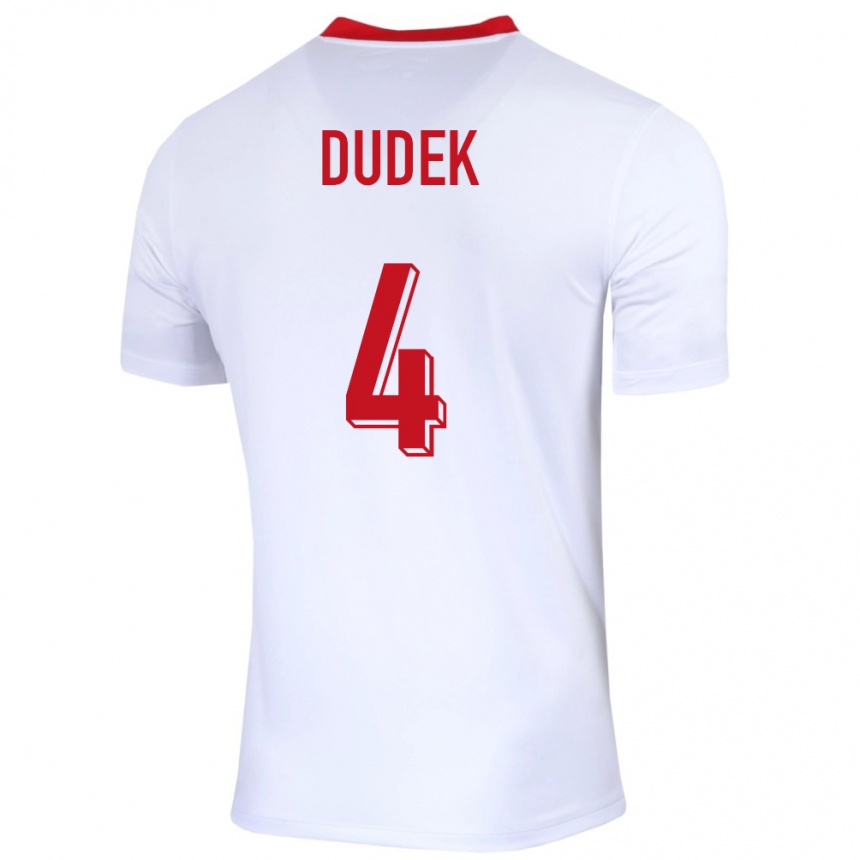 Men Football Poland Paulina Dudek #4 White Home Jersey 24-26 T-Shirt Nz