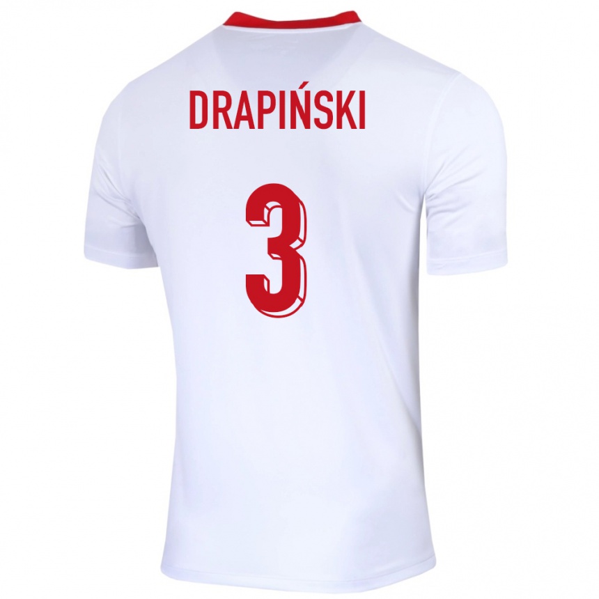 Men Football Poland Igor Drapinski #3 White Home Jersey 24-26 T-Shirt Nz