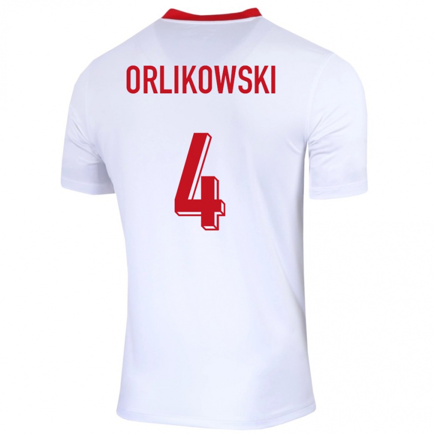 Men Football Poland Igor Orlikowski #4 White Home Jersey 24-26 T-Shirt Nz