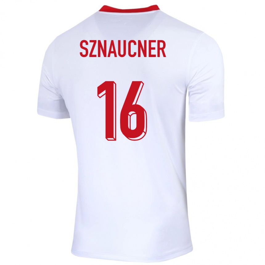 Men Football Poland Maksymilian Sznaucner #16 White Home Jersey 24-26 T-Shirt Nz