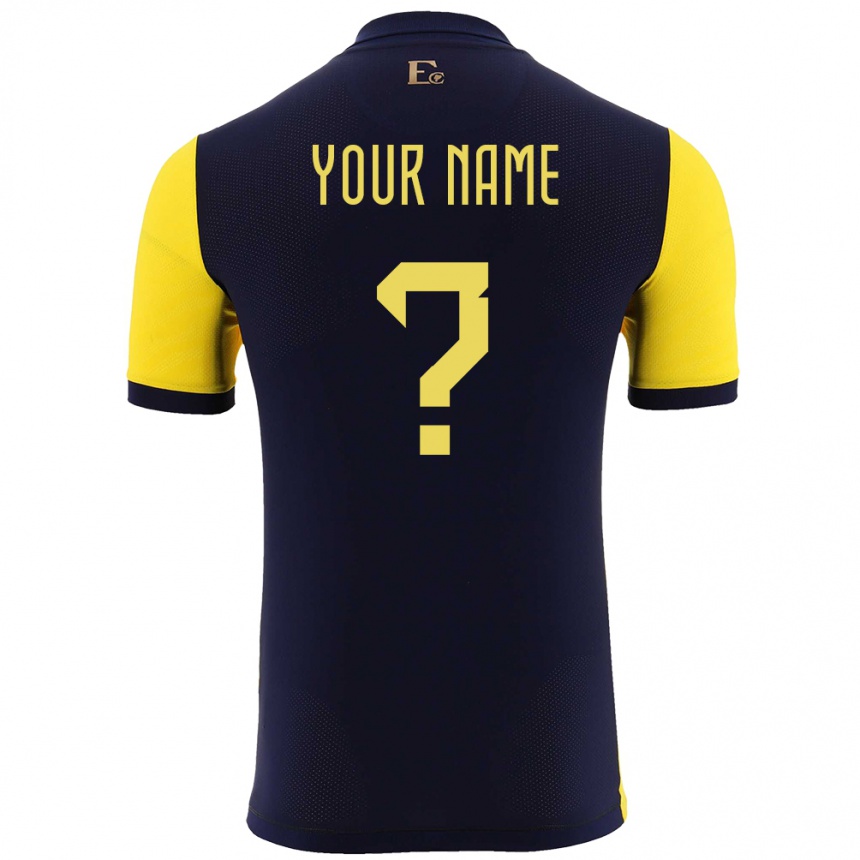 Men Football Ecuador Your Name #0 Yellow Home Jersey 24-26 T-Shirt Nz