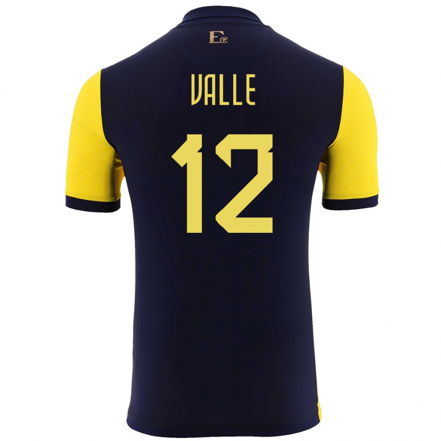 Men Football Ecuador Gonzalo Valle #12 Yellow Home Jersey 24-26 T-Shirt Nz