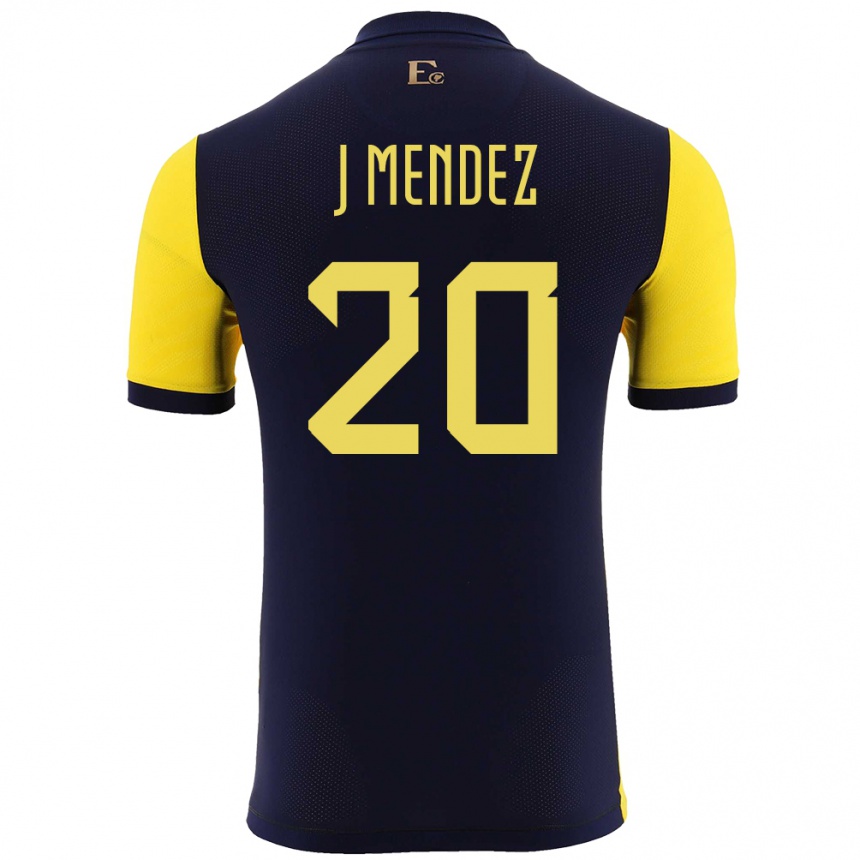 Men Football Ecuador Jhegson Mendez #20 Yellow Home Jersey 24-26 T-Shirt Nz