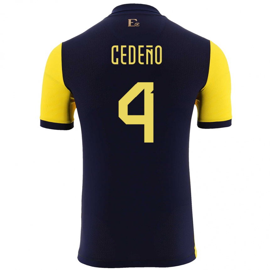 Men Football Ecuador Stefany Cedeno #4 Yellow Home Jersey 24-26 T-Shirt Nz