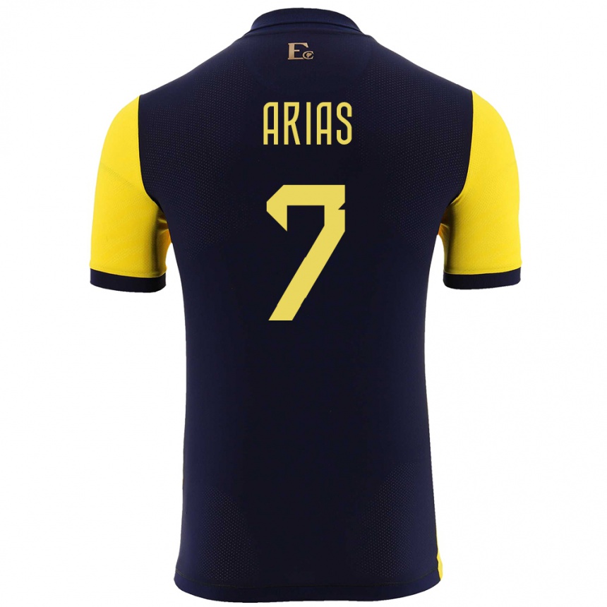 Men Football Ecuador Emily Arias #7 Yellow Home Jersey 24-26 T-Shirt Nz