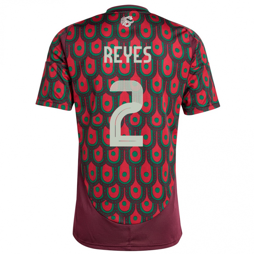 Men Football Mexico Luis Reyes #2 Maroon Home Jersey 24-26 T-Shirt Nz