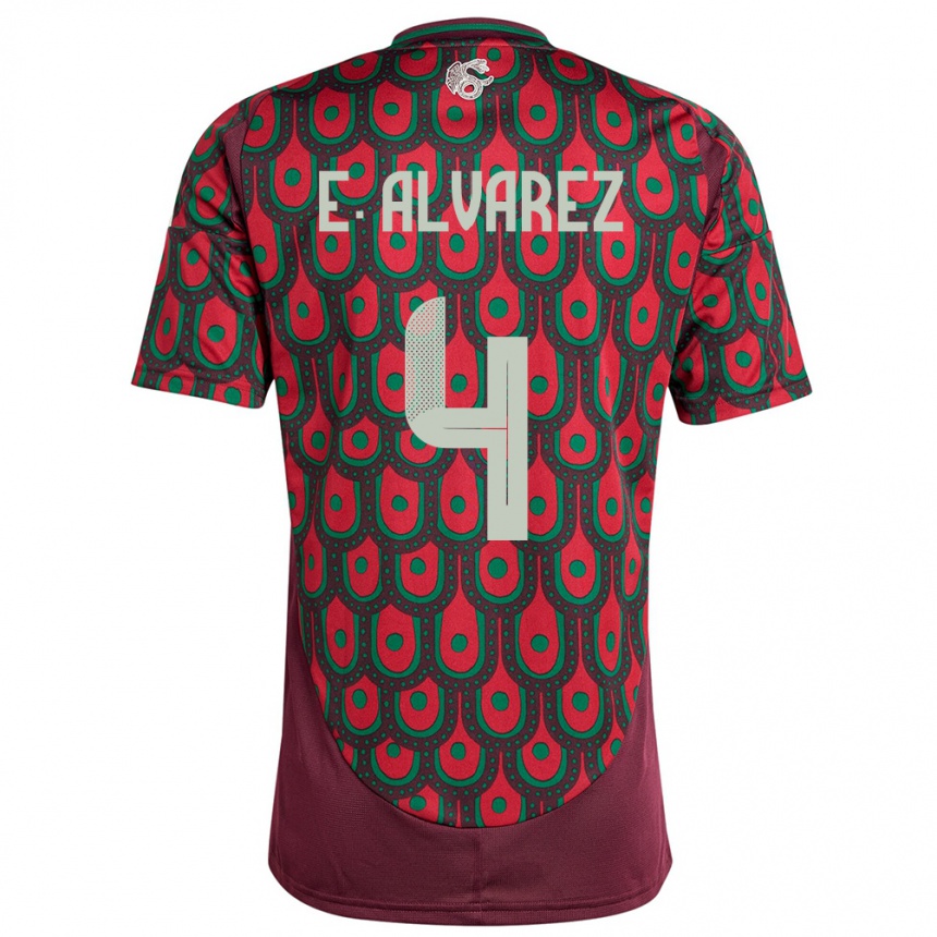 Men Football Mexico Edson Alvarez #4 Maroon Home Jersey 24-26 T-Shirt Nz