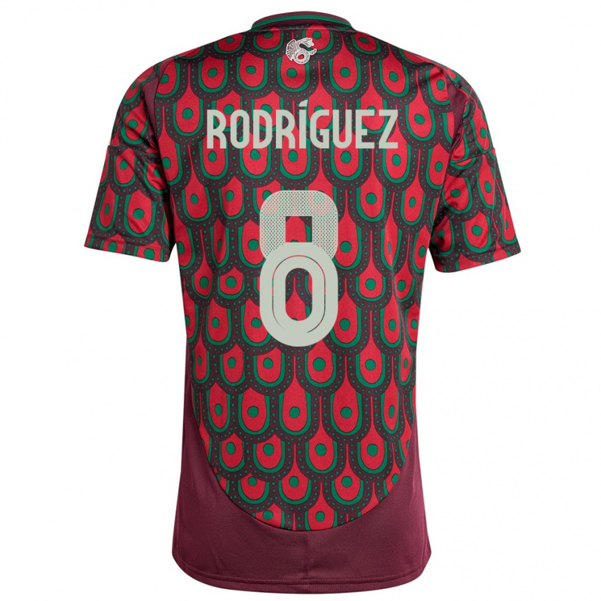 Men Football Mexico Carlos Rodriguez #8 Maroon Home Jersey 24-26 T-Shirt Nz