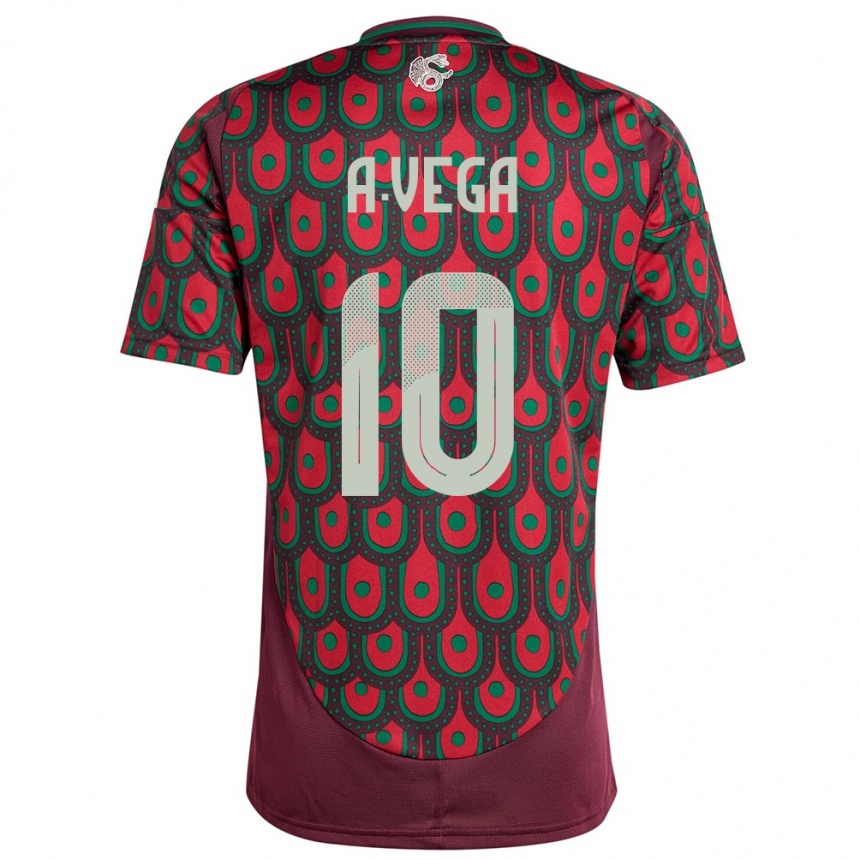 Men Football Mexico Alexis Vega #10 Maroon Home Jersey 24-26 T-Shirt Nz