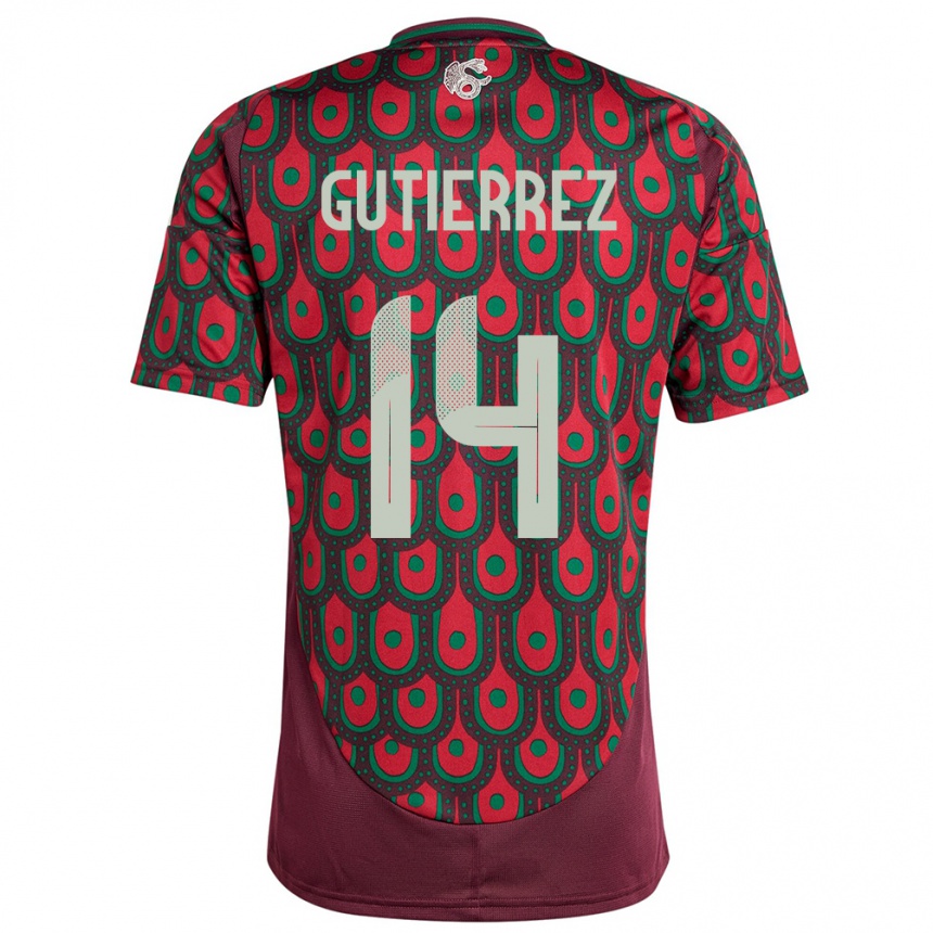 Men Football Mexico Erick Gutierrez #14 Maroon Home Jersey 24-26 T-Shirt Nz