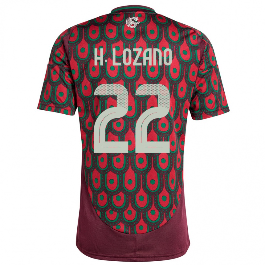 Men Football Mexico Hirving Lozano #22 Maroon Home Jersey 24-26 T-Shirt Nz