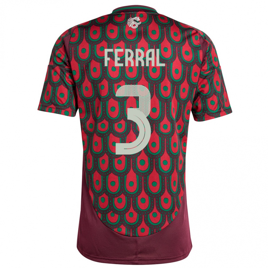 Men Football Mexico Cristina Ferral #3 Maroon Home Jersey 24-26 T-Shirt Nz