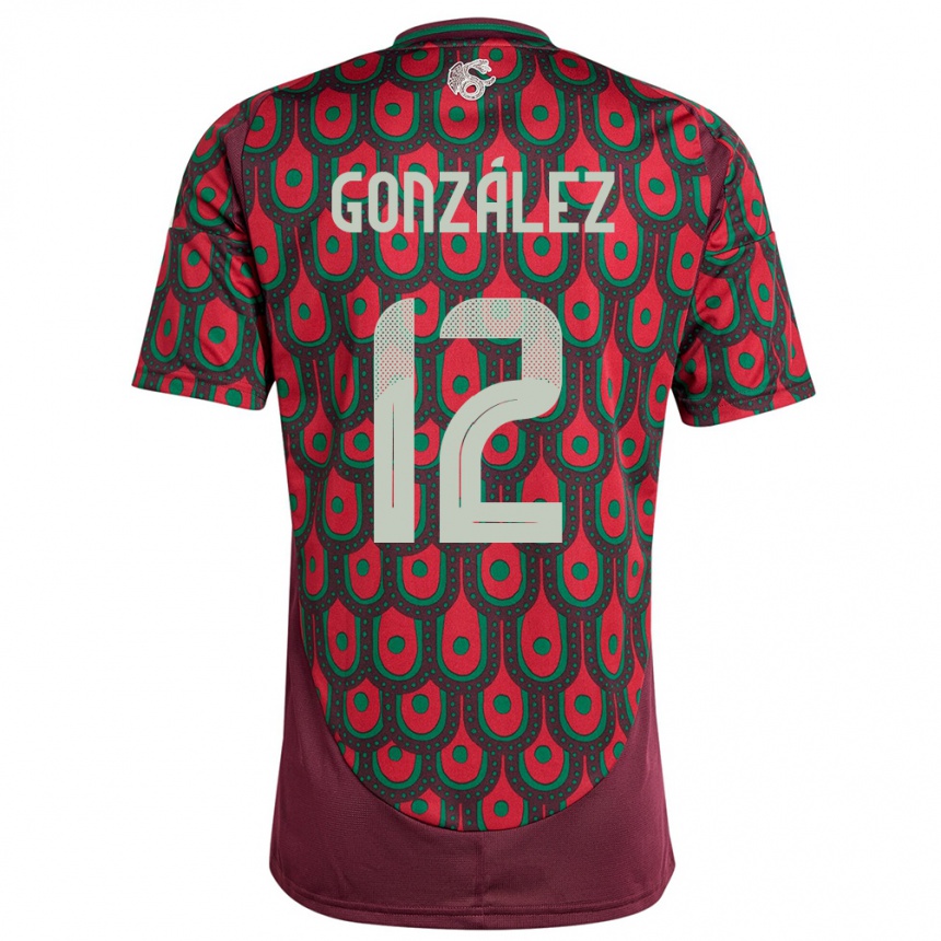 Men Football Mexico Itzel Gonzalez #12 Maroon Home Jersey 24-26 T-Shirt Nz