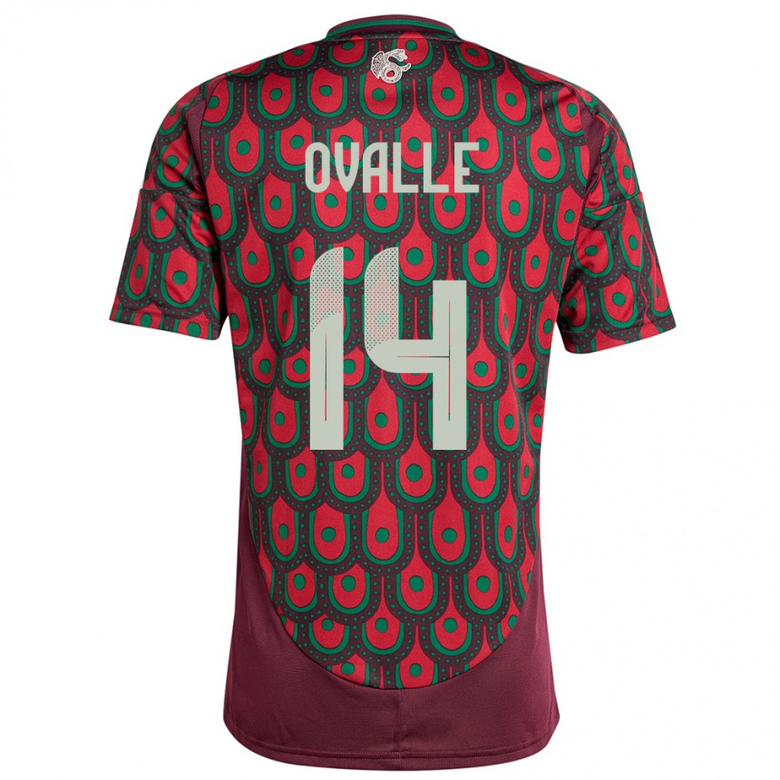 Men Football Mexico Jacqueline Ovalle #14 Maroon Home Jersey 24-26 T-Shirt Nz