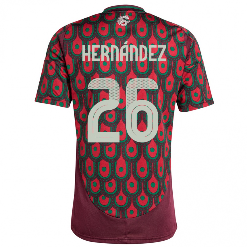 Men Football Mexico Nicolette Hernandez #26 Maroon Home Jersey 24-26 T-Shirt Nz