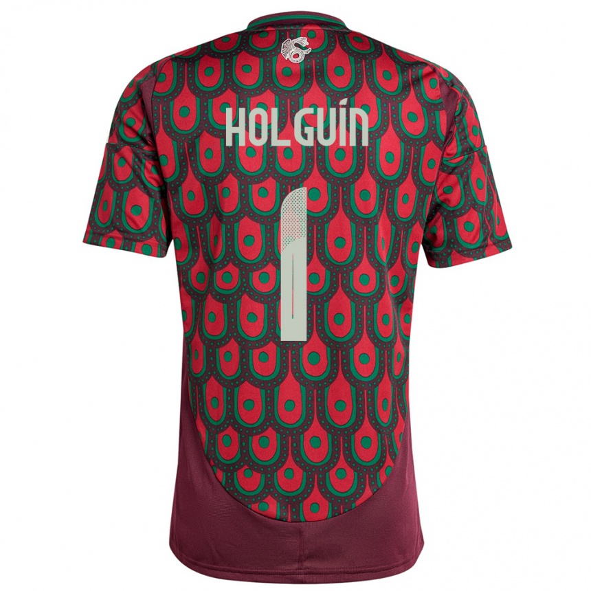 Men Football Mexico Hector Holguin #1 Maroon Home Jersey 24-26 T-Shirt Nz