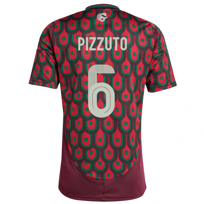 Men Football Mexico Eugenio Pizzuto #6 Maroon Home Jersey 24-26 T-Shirt Nz