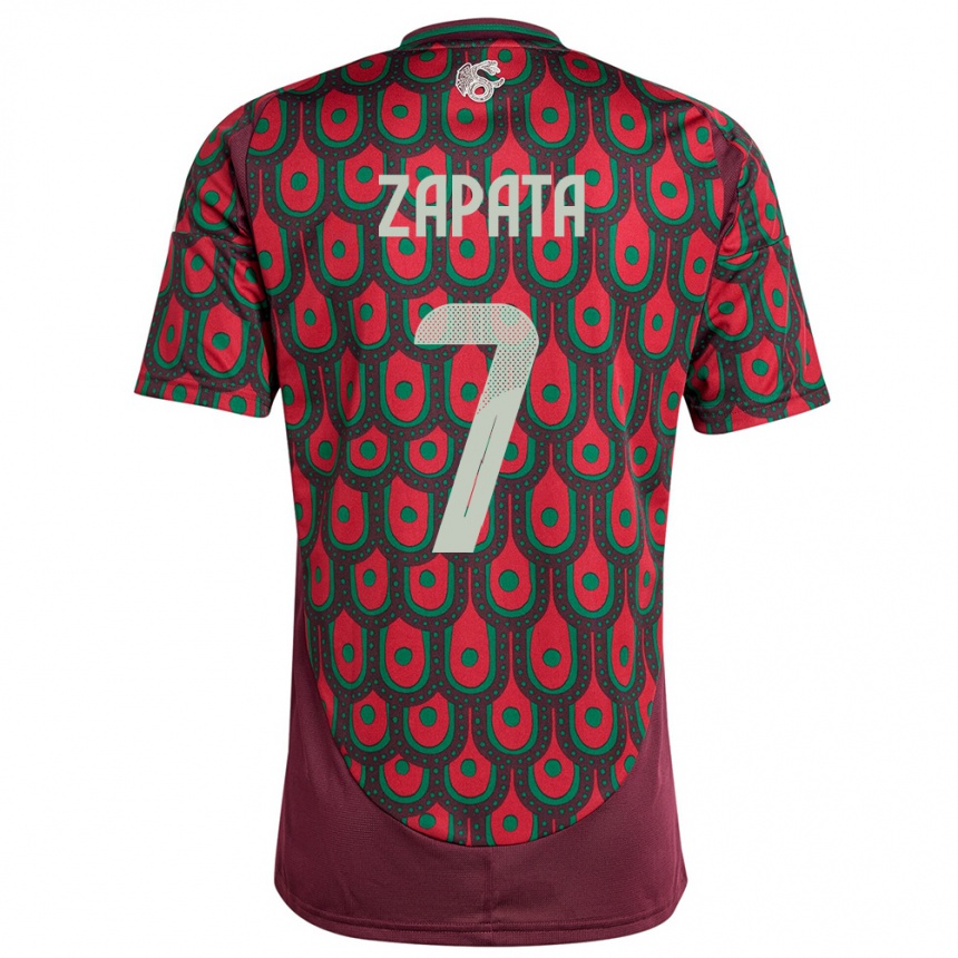 Men Football Mexico Angel Zapata #7 Maroon Home Jersey 24-26 T-Shirt Nz