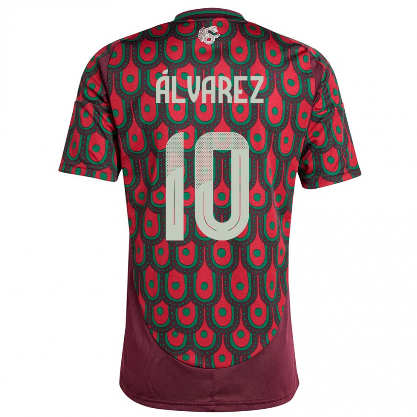 Men Football Mexico Efrain Alvarez #10 Maroon Home Jersey 24-26 T-Shirt Nz