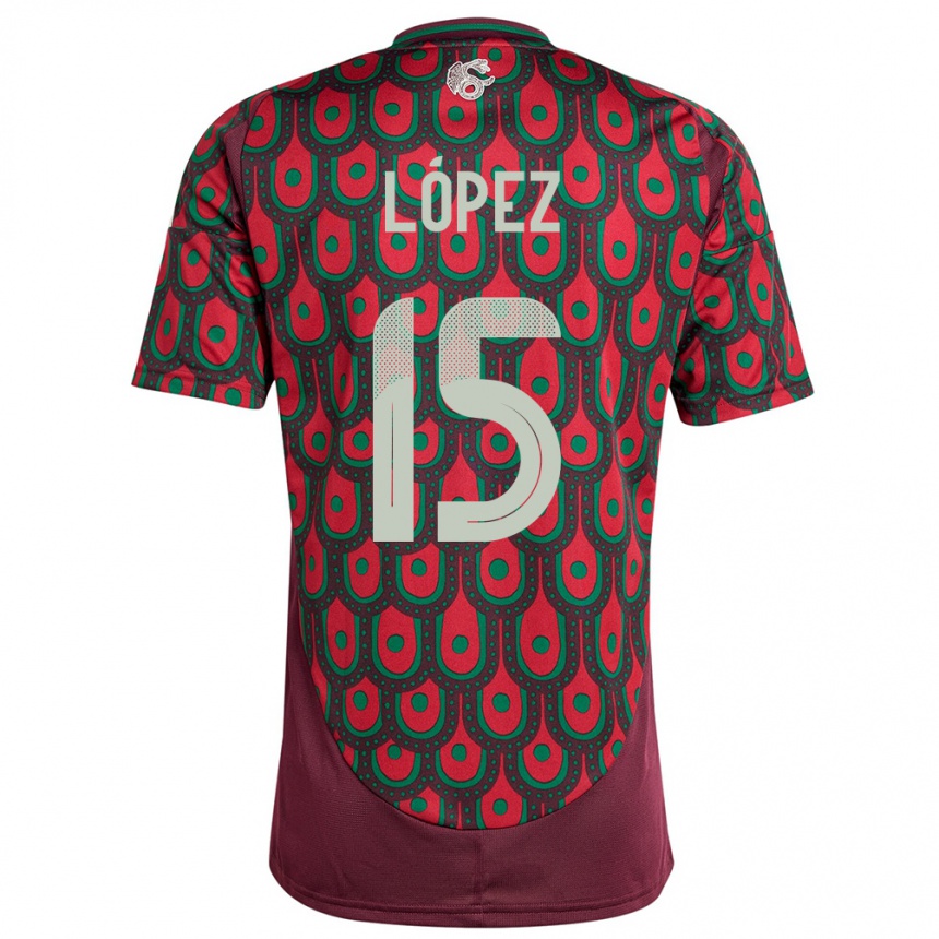 Men Football Mexico Everardo Lopez #15 Maroon Home Jersey 24-26 T-Shirt Nz