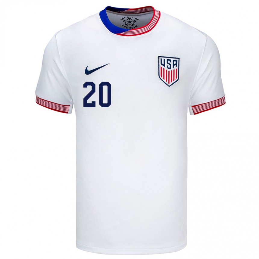 Men Football United States Jesus Ferreira #20 White Home Jersey 24-26 T-Shirt Nz