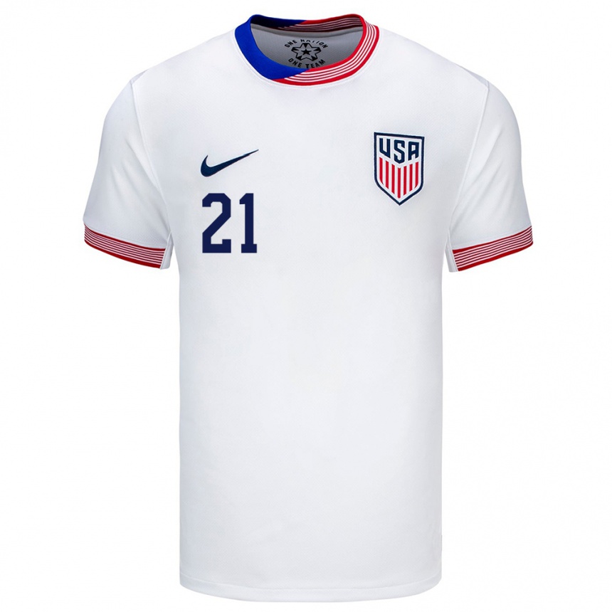 Men Football United States Aubrey Kingsbury #21 White Home Jersey 24-26 T-Shirt Nz