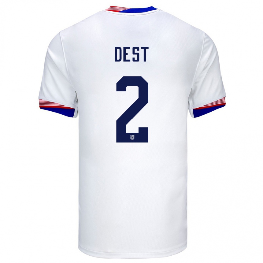 Men Football United States Sergino Dest #2 White Home Jersey 24-26 T-Shirt Nz