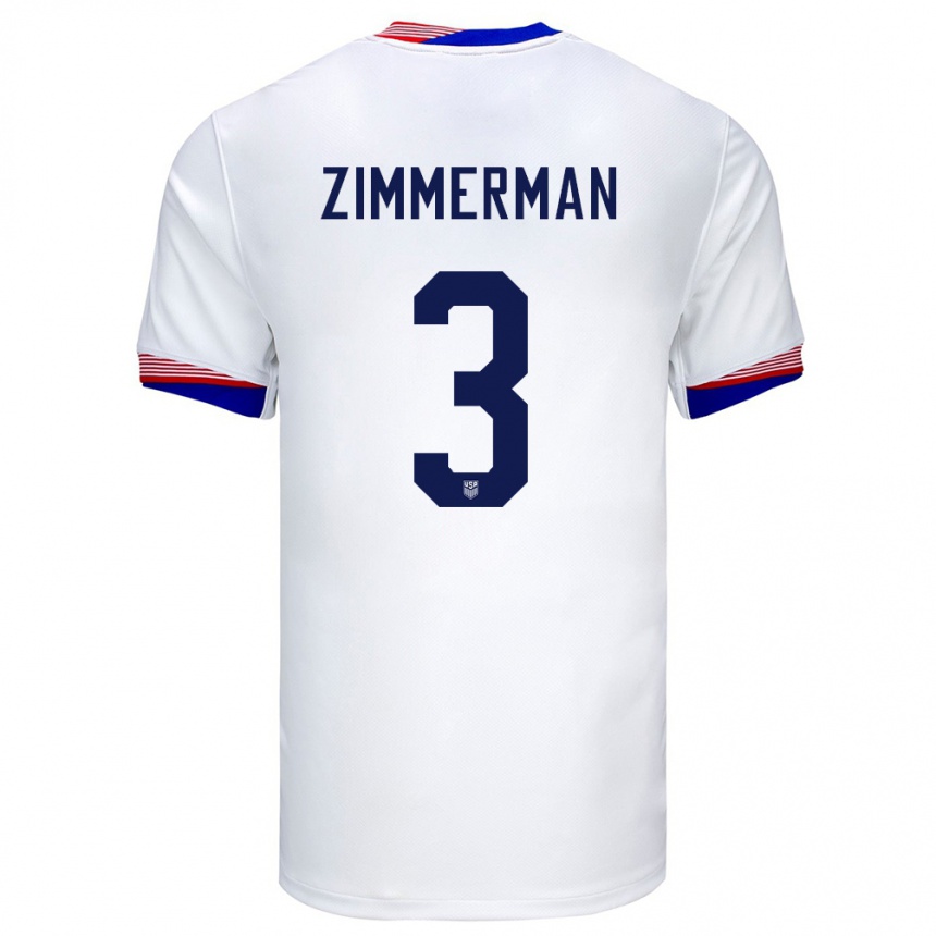 Men Football United States Walker Zimmerman #3 White Home Jersey 24-26 T-Shirt Nz